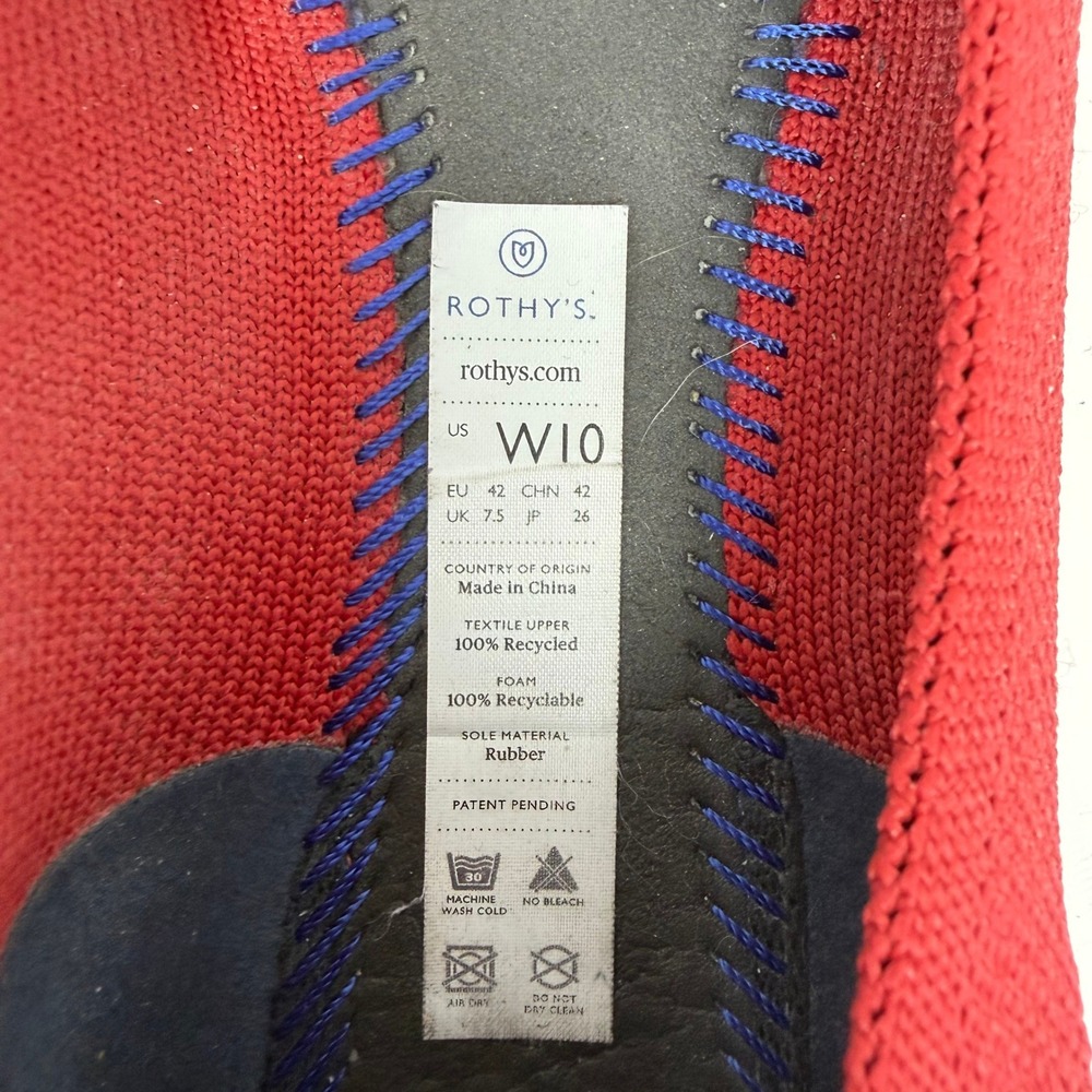 Rothy's The Point Flat Shoe Red Sustainable Knit Women Size 10 - Picture 6 of 13